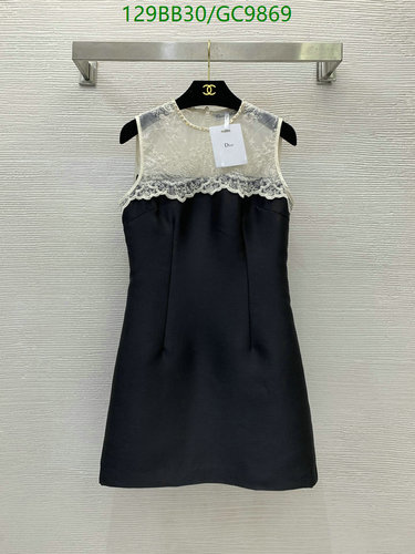 Dior Sleeveless Lace Panel Mini Dress - Elegant Black & White Design