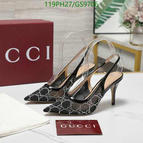 Gucci Women's GG Crystal Slingback Pumps - Black Mesh & Leather Sole Heels