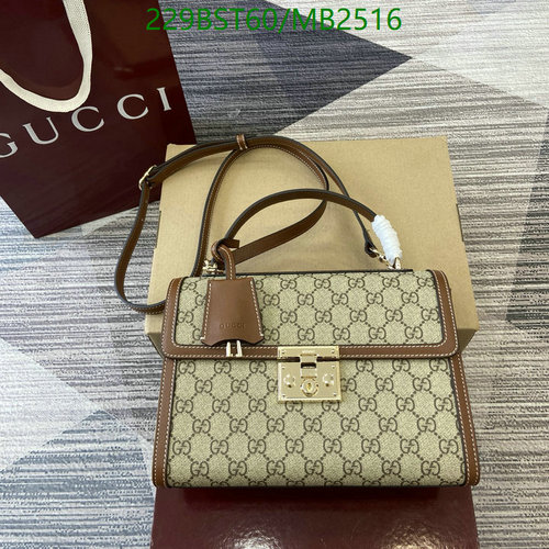 Products 32 Gucci Padlock GG Supreme Small Shoulder Bag with Leather Trim