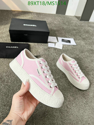 Chanel Women's Pink Canvas & Cowhide Low-Top Platform Sneakers