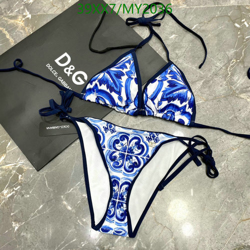 D&G Dolce & Gabbana Majolica Print Triangle Bikini Swimsuit Set
