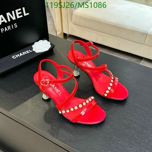 Chanel Women's Red Embellished Heeled Sandals - Italian Sheepskin & Cowhide