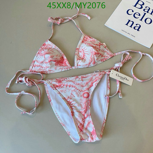 Christian Dior Toile de Jouy Soleil Bikini Set - Pink & White Triangle Swimsuit 4 Christian Dior Toile de Jouy Soleil Bikini Set - Pink & White Triangle Swimsuit