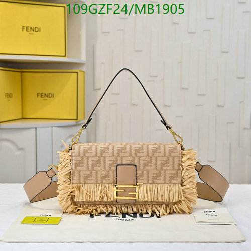 Fendi Baguette Raffia and Leather Shoulder Bag - Elegant Everyday Carry