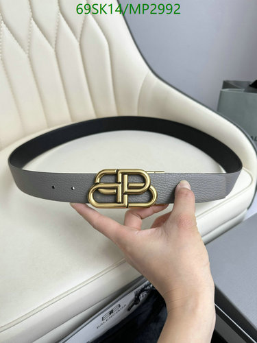 Balenciaga BB Buckle Belt in Grey Cowhide - Stylish & Durable Accessory