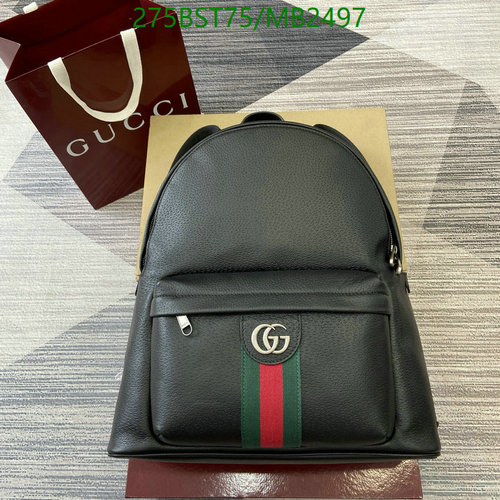 Products 17 Gucci Ophidia GG Supreme Backpack - Black Leather with Web Stripe Detail