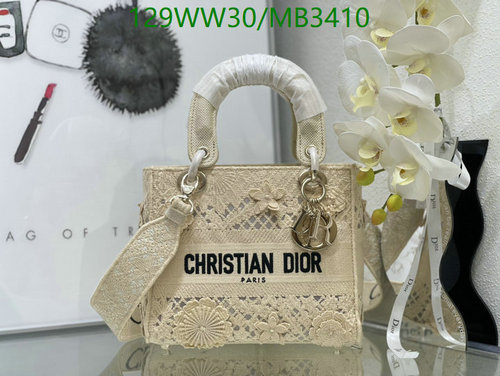 Dior Lady D-Lite Bag - Elegant Embroidered Canvas Handbag with Shoulder Strap