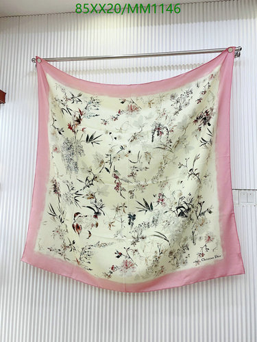 Dior Floral Silk & Cashmere Scarf - Luxurious 140CM Square Design