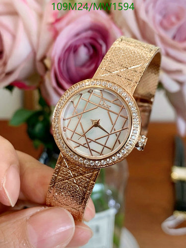 Diorr Elegant Rose Gold Watch with Quartz Movement and Crystal Bezel