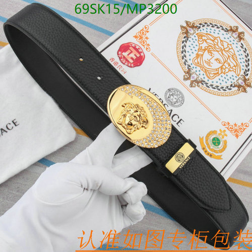 Versace Medusa Head Black Leather Belt with Crystal Embellished Buckle 2 Versace Medusa Head Black Leather Belt with Crystal Embellished Buckle