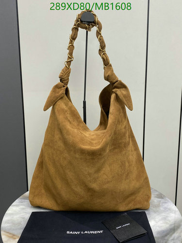 Saint Laurent Hobo Suede Shoulder Bag - Luxurious Design with Gold Hardware