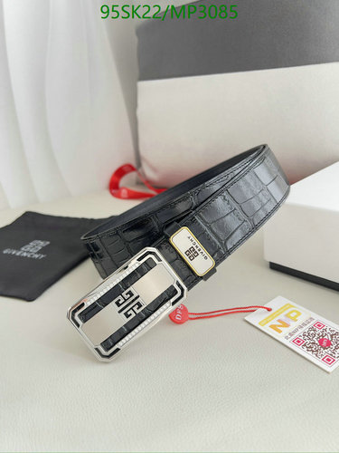 Givenchy Alligator Embossed Cowhide Leather Belt with G-Link Buckle