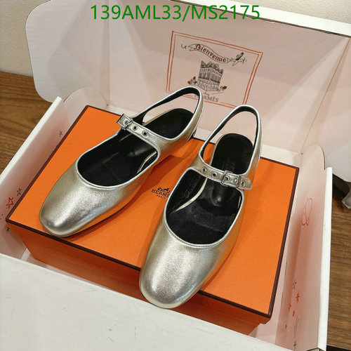 Products 19 Hermes Women's Silver Leather Mary Jane Flats - Comfortable Cowhide & Leather Sole