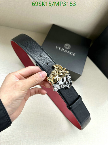 Versace Medusa Buckle Belt for Men - Reversible Black & Red Cowhide Leather 3 Versace Medusa Buckle Belt for Men - Reversible Black & Red Cowhide Leather