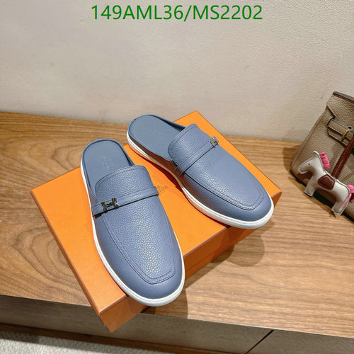 Hermes Men's Genuine Leather Mules - Stylish Slip-On Loafers for Everyday