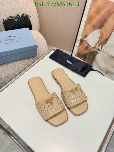 Prada Women's Studded Leather Slide Sandals - Comfortable & Stylish EU35-43