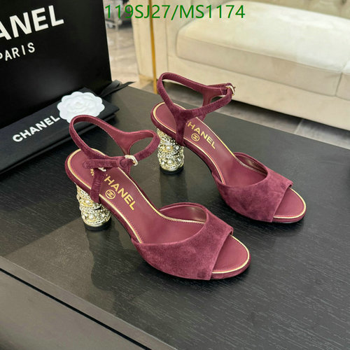 Chanel Women's Sheepskin Heeled Sandals with Embellished Heel - 8.5CM