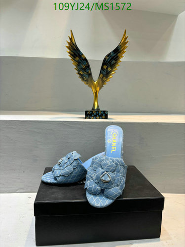 Chanel Women's Denim & Sheepskin Camellia Slide Sandals - Luxurious Comfort