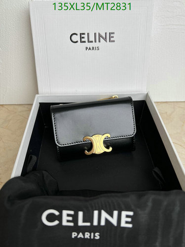 Celine Compact Triomphe Wallet in Black Cowhide Leather 5 Celine Compact Triomphe Wallet in Black Cowhide Leather