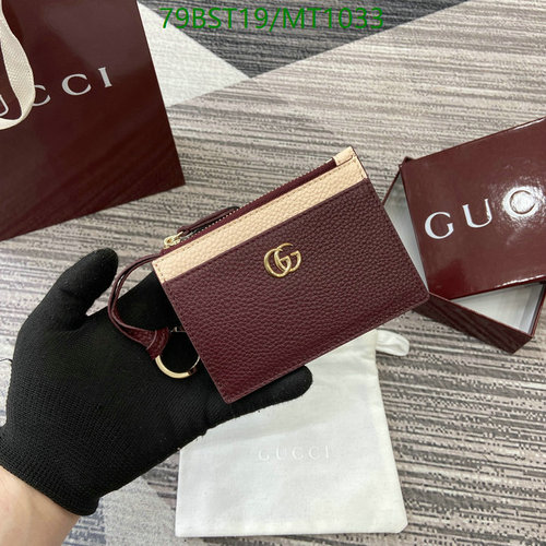 Gucci GG Marmont Leather Card Case Wallet with Key Ring - Compact & Stylish