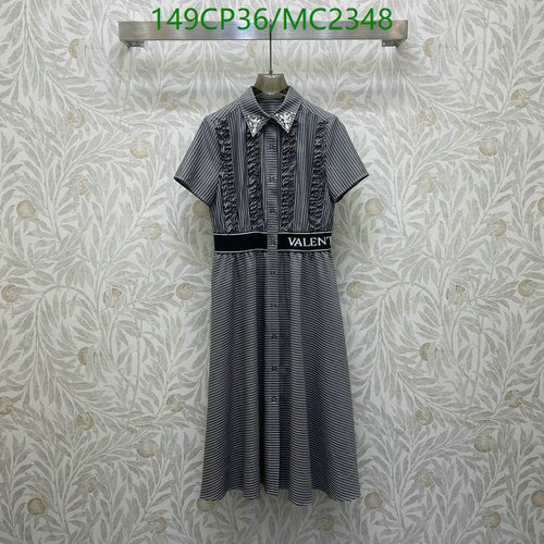 Products 21 Valentino Striped Midi Shirtdress with Embellished Collar & Logo Waistband