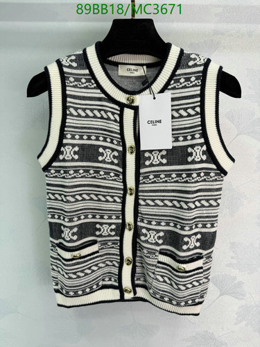 Celine Women's Sleeveless Wool Vest with Gold Button Details