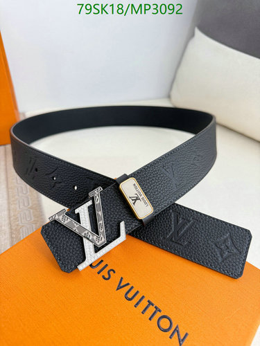 Louis Vuitton Reversible Belt with LV Initial Buckle - Monogram Shadow Calfskin