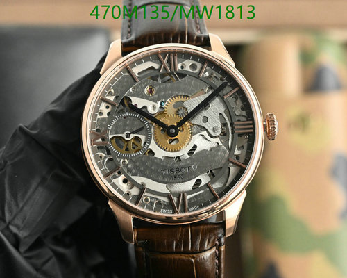Products 16 Tissot Automatic Skeleton Watch - Rose Gold-Tone, Leather Strap, Sapphire Glass
