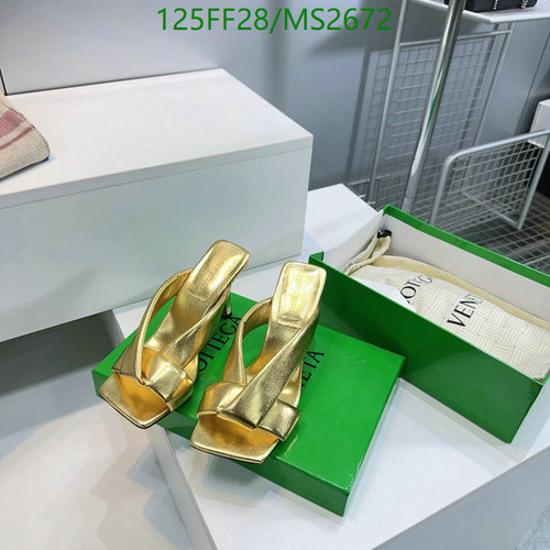 Bottega Veneta Women's Gold Leather Heeled Mules - Square Toe Slip-On Design