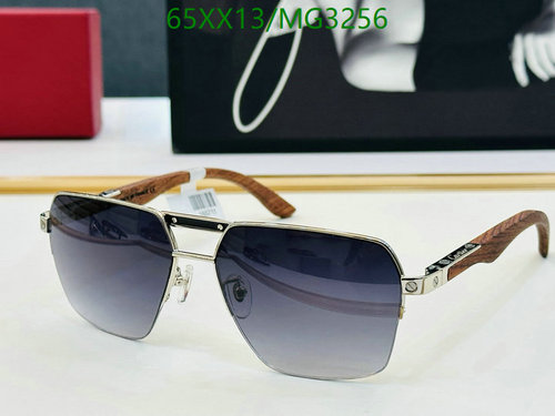 Cartier MG3256 Men's Aviator Sunglasses with Wooden Temples - Gradient Lenses