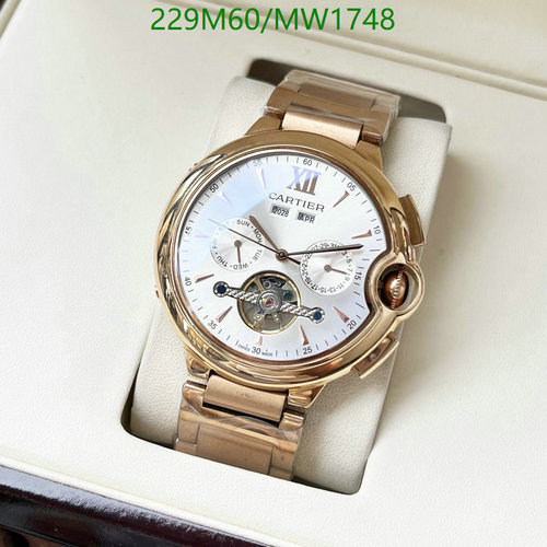 Cartier Stainless Steel Automatic Watch for Men - Elegant Rose Gold Tone