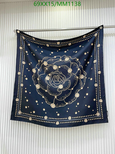 Elegant Black Silk Scarf with Pearl Pattern - 90cm x 90cm Luxury Accessory