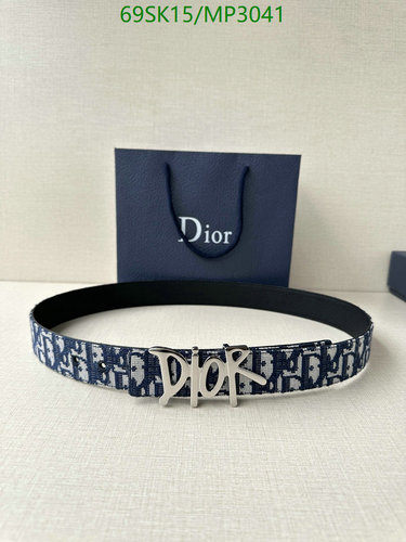 Dior Oblique Canvas & Leather Belt with Silver-Tone Buckle - Iconic Style