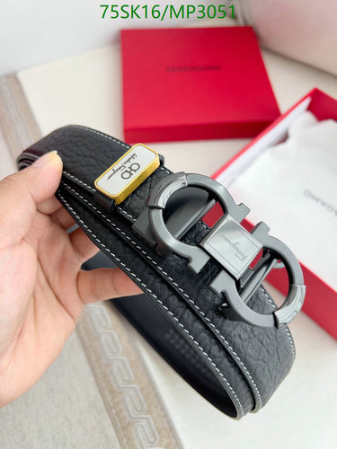 Ferragamo Men's Reversible Cowhide Belt with Gancini Buckle - 3.5cm Width