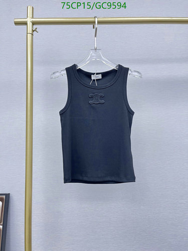 Celine Women's Triomphe Embroidered Cotton Ribbed Tank Top