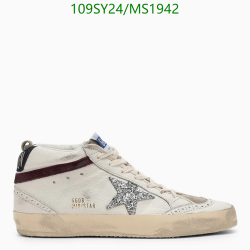 Golden Goose Women's Mid Star Sneakers - White Leather & Glitter Star