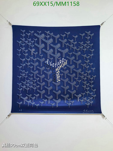 Goyard Honore Silk Scarf 90x90cm - Luxurious Blue Monogram Design