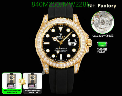 Products 47 Rolex Yacht-Master Automatic Gold & Black Diamond Bezel Men's Watch 42mm