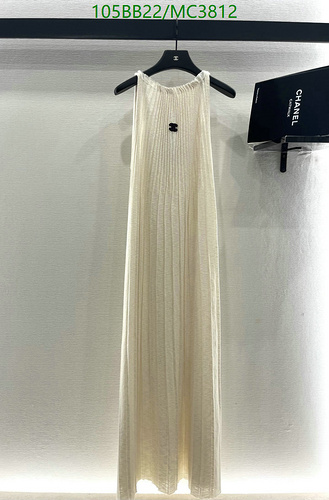 Chanel Ribbed Knit Sleeveless Midi Dress - Elegant Polyester Blend for Women