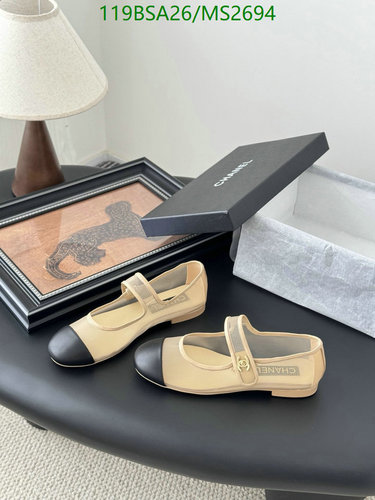 Chanel Women's Mesh Mary Jane Flats with Cap Toe and CC Logo Detail