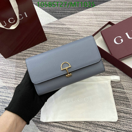 Gucci Horsebit 1955 Wallet in Grey Grained Leather - Elegant & Secure
