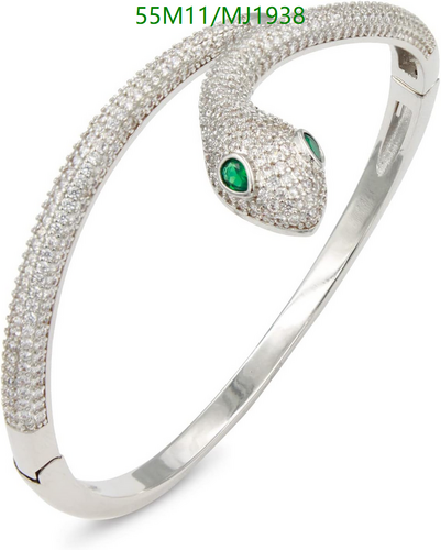 APM Monaco Serpent Emerald-Eyed Cubic Zirconia Pave Bangle Bracelet
