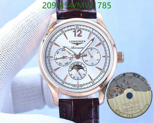 Longines Master Collection Automatic Watch - Rose Gold Case, White Dial, Leather Strap