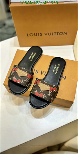 Products 25 Louis Vuitton Monogram Cherry Flat Mules - Luxurious Women's Sheepskin Slides