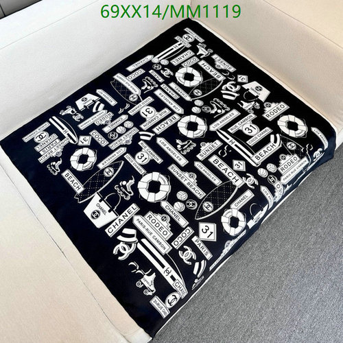 Chanel Silk Scarf with Iconic Motif - Black & White Luxury Accessory for Women