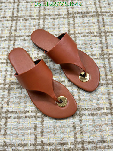 Yves Saint Laurent Women's Leather Thong Sandals with Gold-Tone YSL Detail