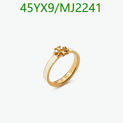 Products 14 Tory Burch Kira Stackable Gold-Tone Ring with White Enamel - Elegant Everyday Jewelry