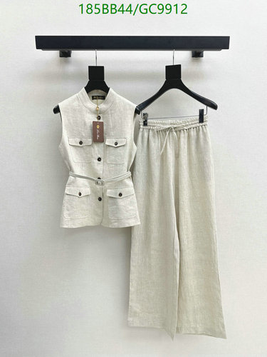 Loro Piana Women's Cotton Linen Blend Vest & Wide-Leg Pants Set - GC9912