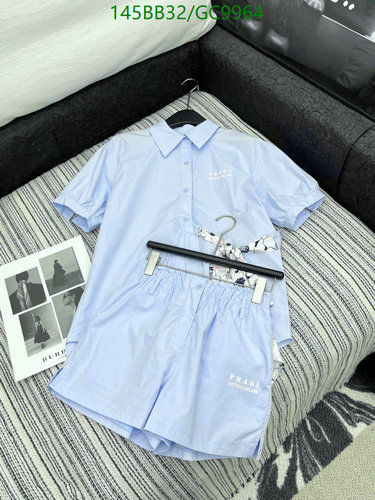 Prada Cotton Short Sleeve Shirt & Shorts Set - GC9964 Light Blue