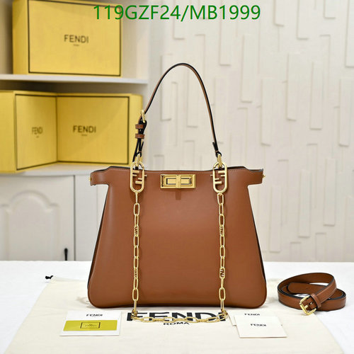 Fendi Elegant Brown Genuine Leather Handbag - Versatile Shoulder & Crossbody Bag